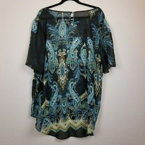 Cato Tops - Cato sheer paisley print tunic Cato Tops - Cato sheer paisley print tunic